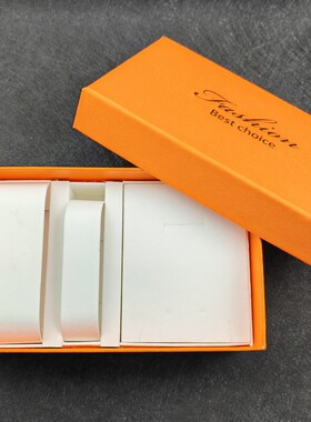 新款手表首饰手链项链套装盒子方形手表盒橙色礼盒珠宝首饰收纳盒
