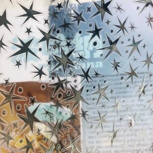 浮光分装 甜品镇星星黑白星芒切膜胶带双透亮膜立体烫银 手帐拼贴