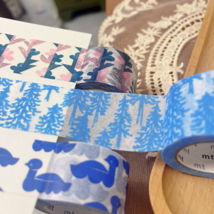 浮光分装 MT皆川明 植绒蓝松 立体凸感 盐系手帐胶带。