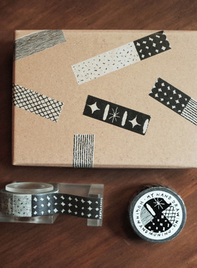 浮光分装 韩国huginn 黑白基础手帐拉条装饰胶带