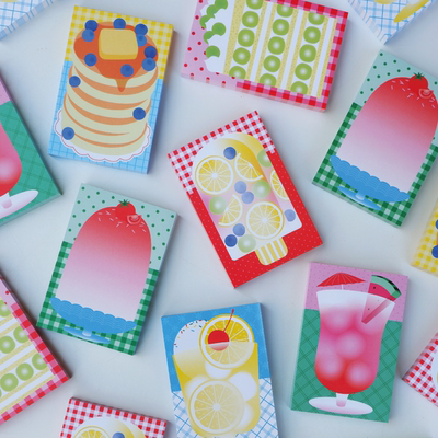 韩国fruitfries蛋糕冰饮便签