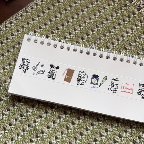 浮光分装 makkey 仙台限定 可爱线条黑白 文具小动物 手帐胶带