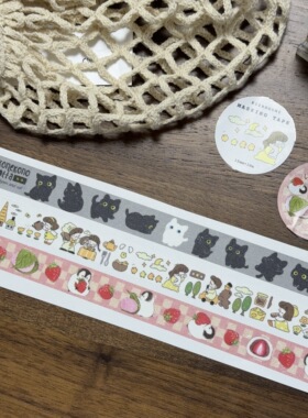 浮光分装 creative 猫猫女孩和草莓大福 可可爱爱的胶带