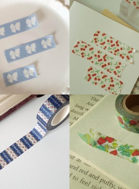 浮光分装 超法式的图案 韩国popo factory 草莓蝴蝶结手帐胶带