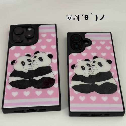 AnotherHillxGoldanna.原创熊猫方边磁吸手机壳有挂绳孔