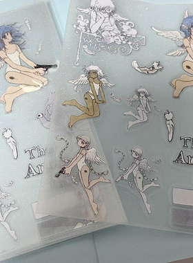 AnotherHillx奥莉蛙原创TheAngelofmine贴纸10x14cm双透白墨闪砂