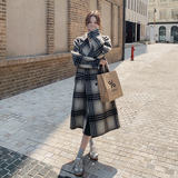 2023新款格子双面过膝呢大衣2371-P270控368+，女装毛呢外套，浙宝268（原浙宝222）
