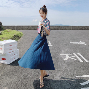 现货2023新款半身裙加格子衬衫两件套A09+图片