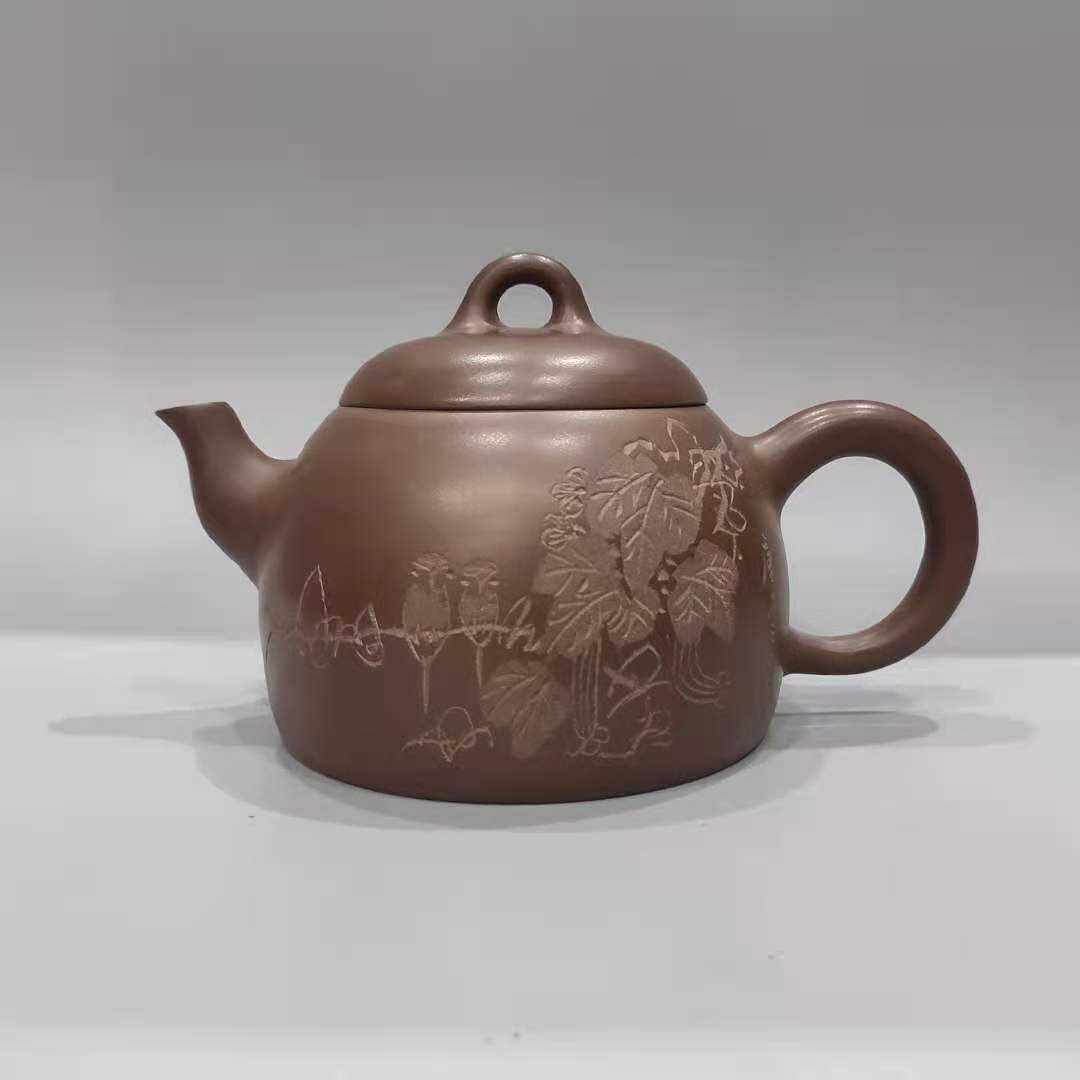 休闲品茗武陵逸人（顾景舟别名）款飞雪迎春到心潮逐浪高紫砂壶