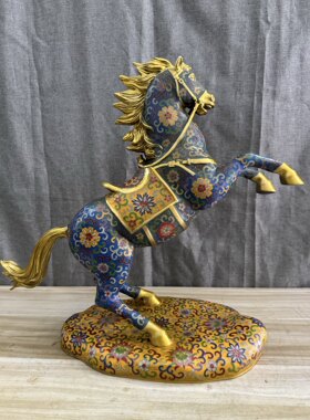 独特收藏纯铜景泰蓝掐丝珐琅马年大吉立马成功奋进骏马大摆件摆件
