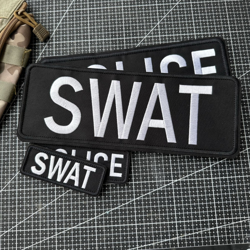 SWAT黑底白字战术士气章魔术贴胸章大背贴章个性创意臂章士气章