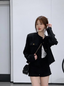 气质黑金小香风粗花呢高级感外套女早秋新款百搭宽松显瘦短款上衣