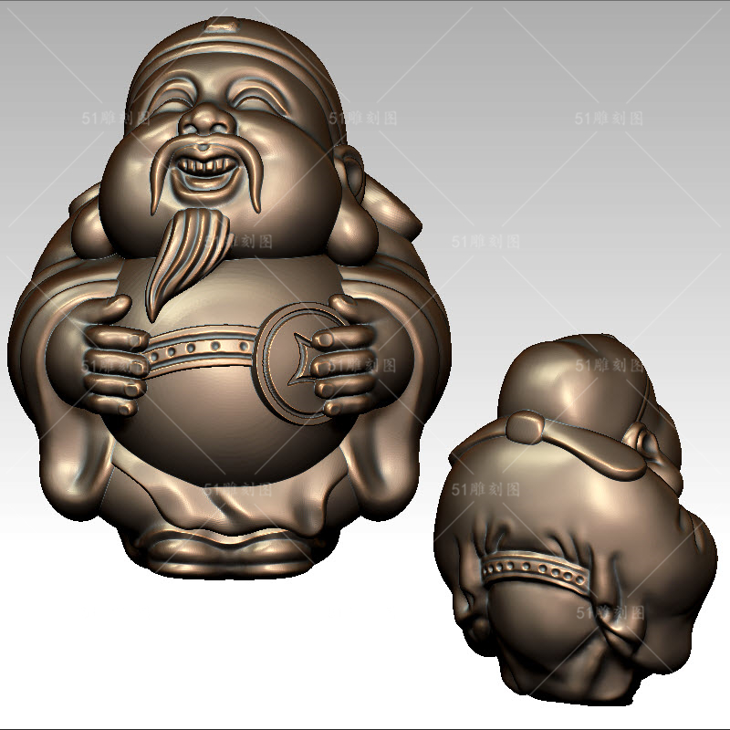 3D模型打印扫描图stl/obj圆雕图木雕核雕核雕财神手串手把件立体