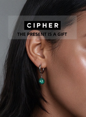 CIPHER原创 天然孔雀石纯银耳坠嘻哈男 高级感个性耳饰耳环女同款