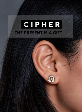 CIPHER Earring s925纯银雏菊耳钉做旧风 日韩嘻哈耳饰时尚潮单品