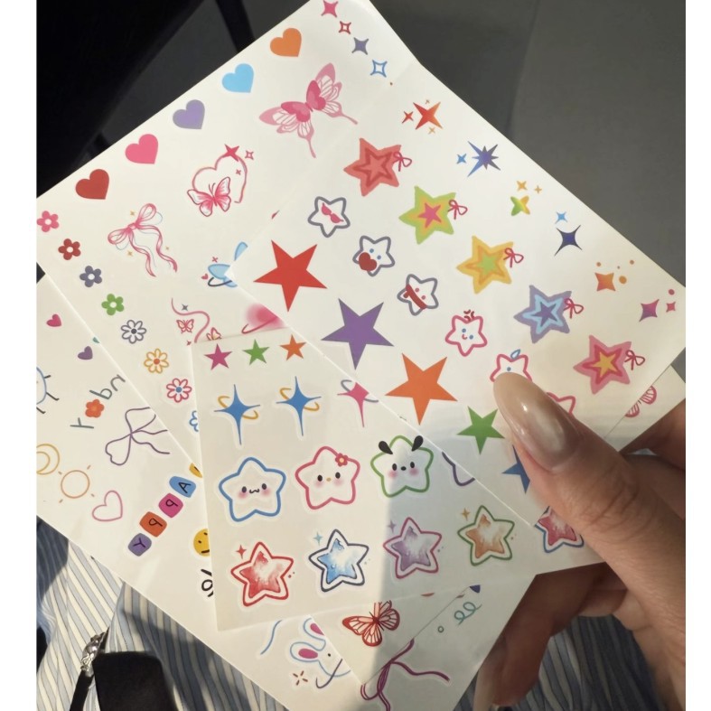 星星小图彩色纹身贴多巴胺锁骨防水持久高颜值女清新手腕可爱ins