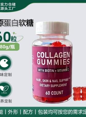 现货跨境tk亚马逊胶原蛋白红色小熊瓶装60粒软糖源头工厂oe m样品