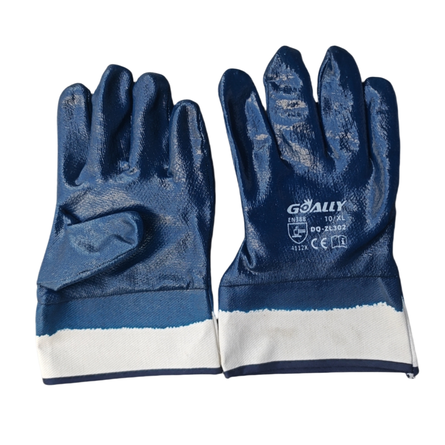 安全袖蓝色丁腈手套防滑耐磨