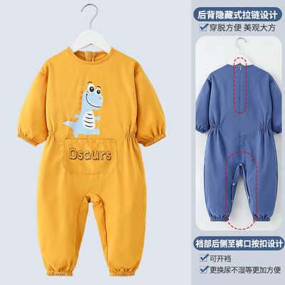 宝宝连体罩衣婴儿童爬爬行服秋冬季外穿防水防脏户外出一体哈衣服