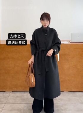 2026年早春新款立领双面羊毛大衣中长款时尚气质显瘦羊毛呢外套女