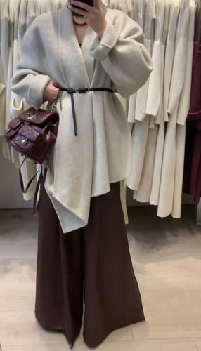 2025年冬季新款翻领双面羊毛大衣女短小个子宽松慵懒风羊毛呢外套