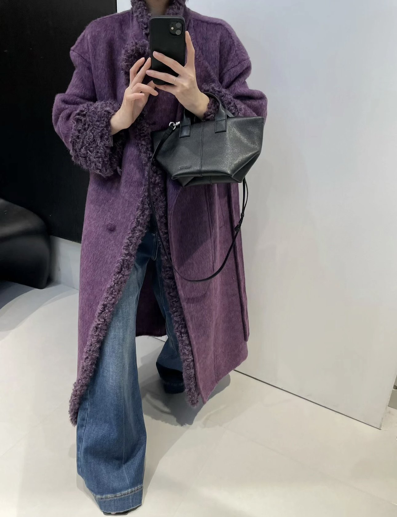 紫色袖口拼接双面羊毛大衣女2025冬季气质长款系带收腰毛呢外套女,女装/女士精品,毛呢外套,淘宝优惠券,粉丝福利购,淘宝优惠卷