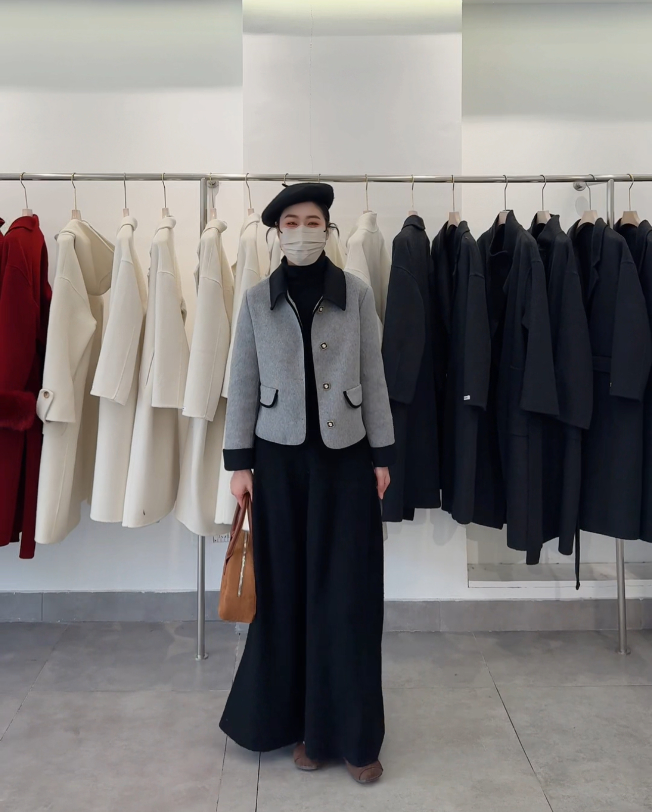 小香风双面羊毛大衣女短款2025冬季新款小个子宽松显瘦羊毛呢外套