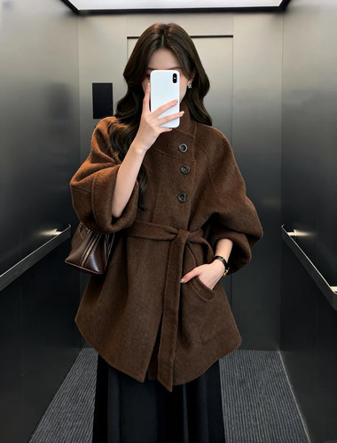 2026年早春款立领双面羊毛大衣女短款收腰显瘦小个子羊毛呢外套女