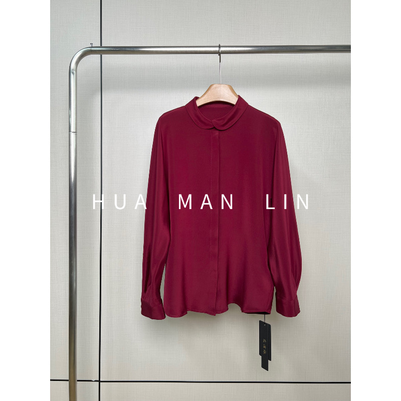 【朵姐臻选】小翻领暗排扣重磅桑蚕丝上衣246879