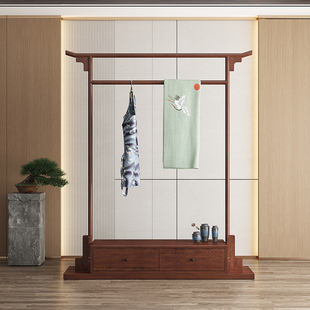 可移动衣帽架衣柜双杆带抽屉家用卧室实木挂衣架简约竹收纳架落地