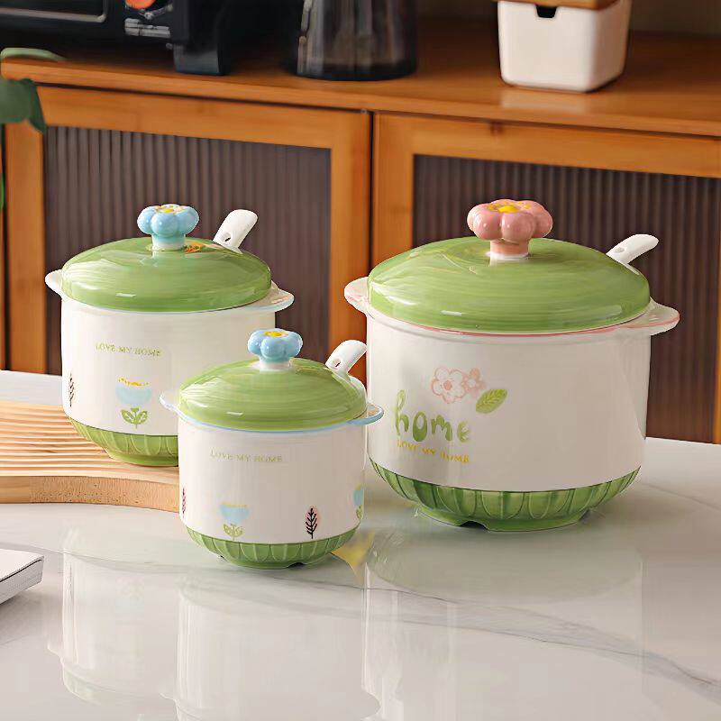 耐高温陶瓷猪油罐子有盖双耳防烫油辣子罐盐罐调味罐厨房用品加厚