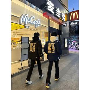 美式 痞帅oversize百搭立领保暖面包服棉衣 高街字母刺绣棉服男冬季