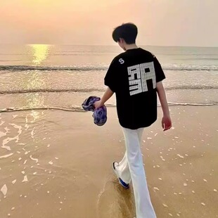 美式潮牌字母刺绣短袖T恤男女夏季宽松重磅纯棉高街情侣半袖上衣