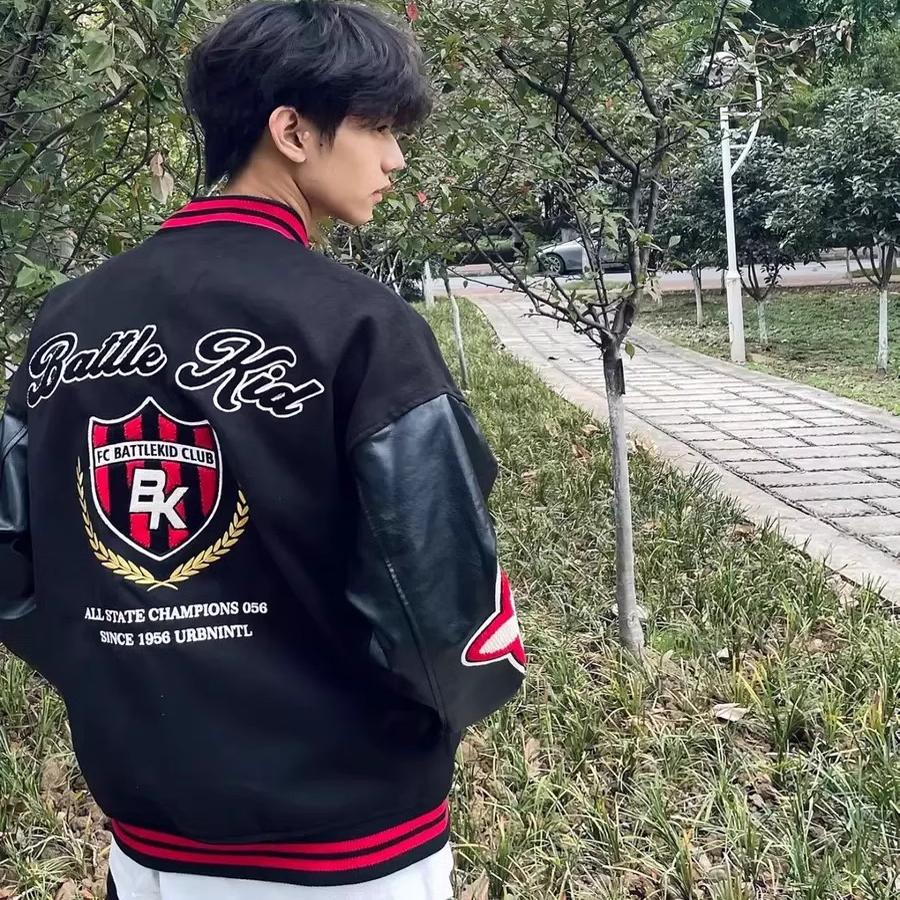 美式复古徽章刺绣棒球服外套男女秋冬季高街潮牌百搭情侣夹克上衣