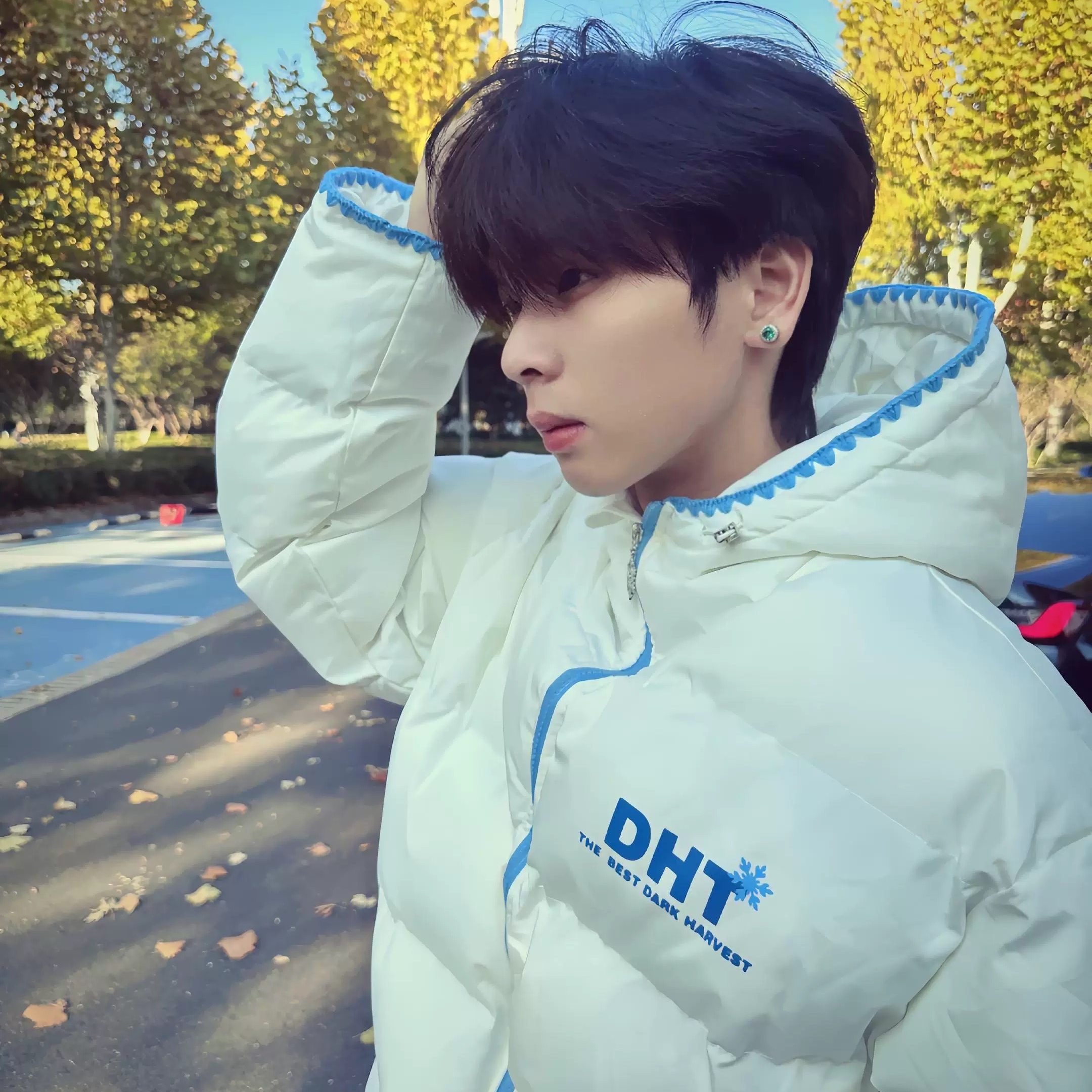 美式潮流贝壳雪花刺绣保暖连帽棉服男冬季撞色拉链加厚情侣面包服