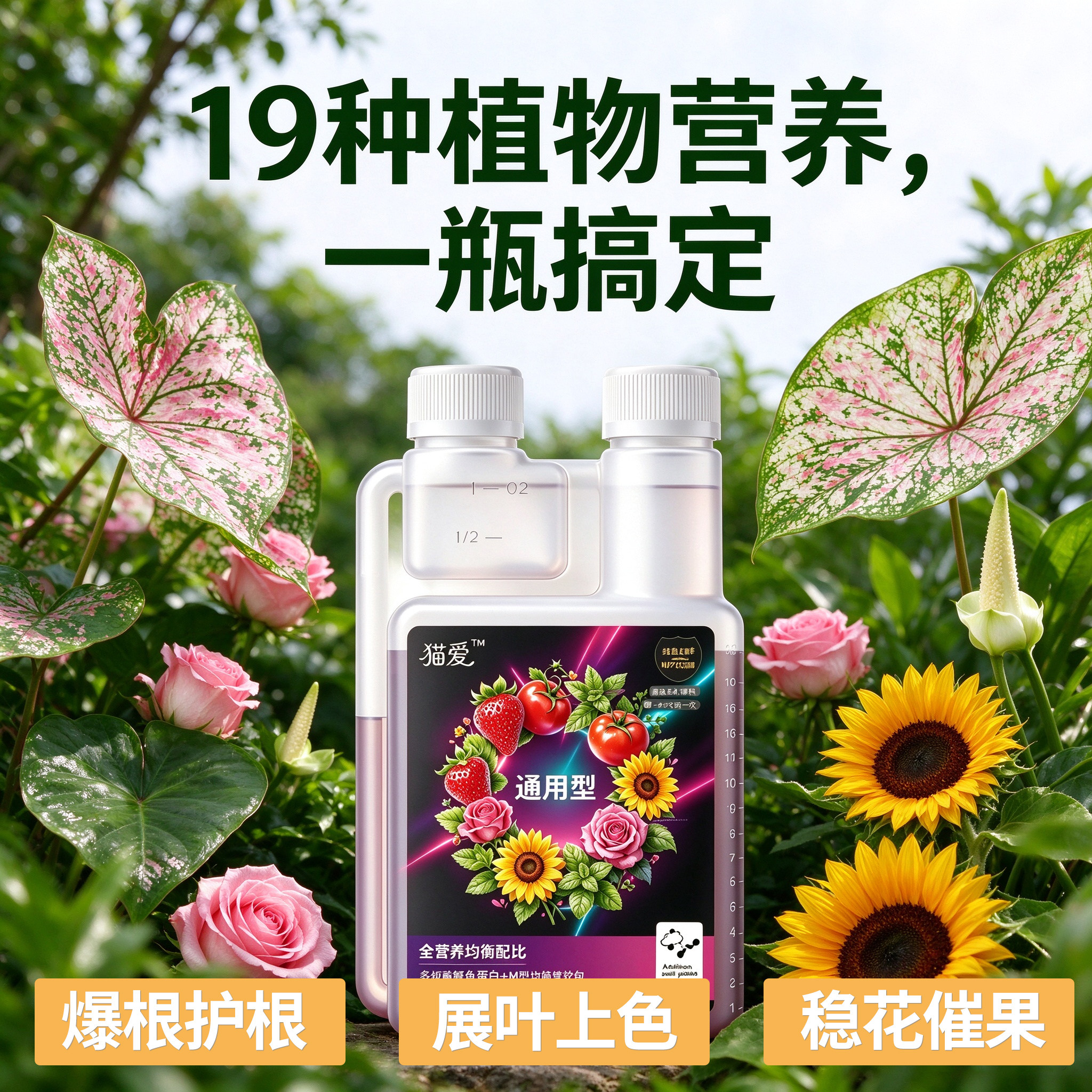 猫爱植物营养液室内盆栽通用型花肥料花卉观叶绿植发财树绿萝专用