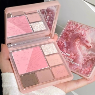 HOLDLIVE粉龙腮红眼影盘2024新款日常淡妆高光修容眼影综合一体盘