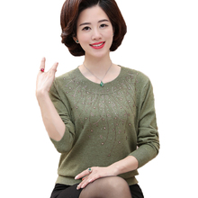 中年胖妈妈装秋冬长袖针织衫毛衣1