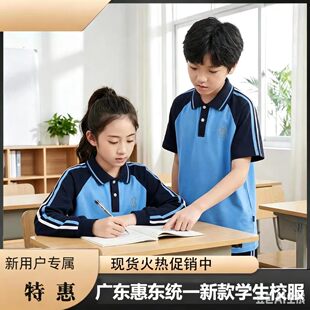 惠州市惠东县中小学夏季校服进口索罗娜面料套装统一校服吸湿排汗