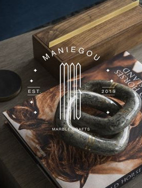 特价天然大理石样板间双环多环桌面装饰品摆设家居玄关工艺品摆件