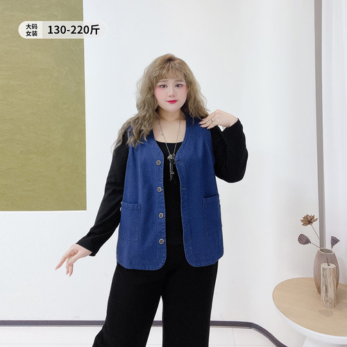 港风小个子复古宽松遮肉牛仔马甲