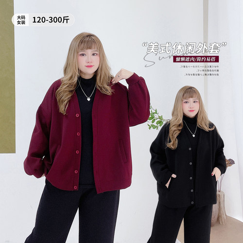 加肥遮肉复古休闲百搭棒球服外套