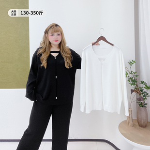 秋冬辣妹风镂空内搭毛衣 女装 350斤软糯遮肉外穿针织衫 胖莹莹大码