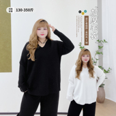 女装 350斤显瘦加厚V领针织打底衫 胖莹莹大码 秋冬弹力简约纽扣毛衣