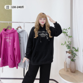 女装 美式 复古风卡通印花加绒内搭上衣胖莹莹大码 秋冬保暖连帽卫衣