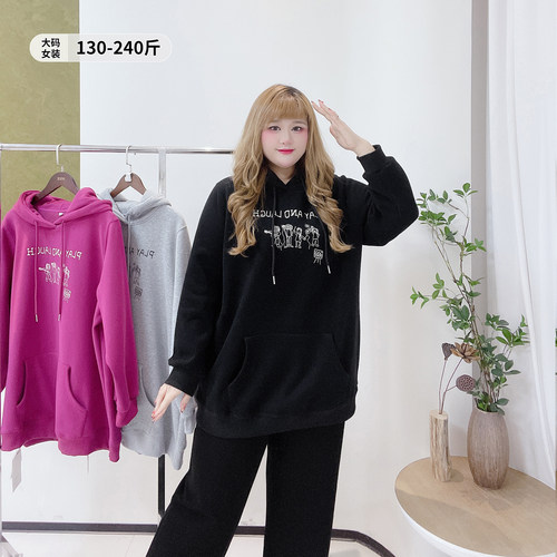 休闲风显瘦百搭长袖连帽加绒卫衣