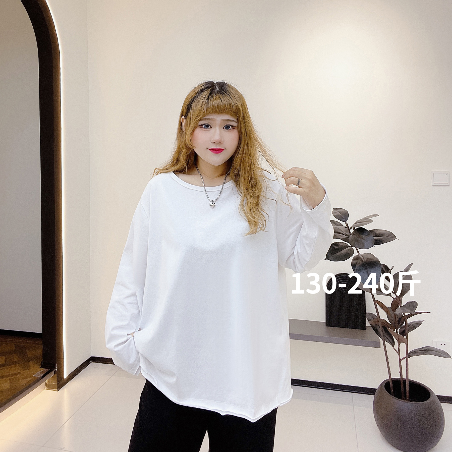 百搭洋气纯色T恤衫时尚百搭宽松