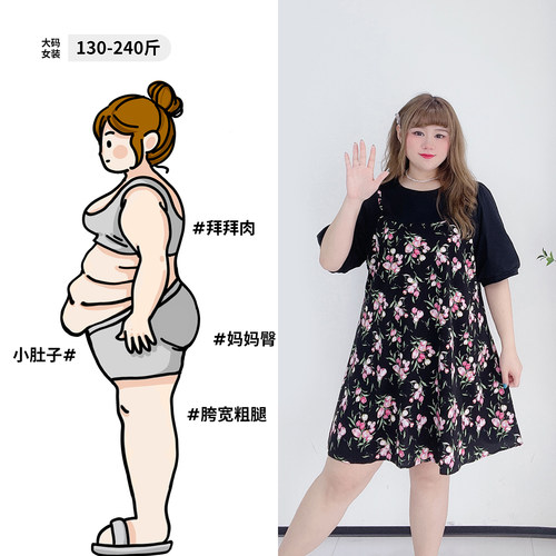 韩系显瘦甜美风短袖假两件连衣裙