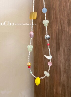 春夏彩色多巴胺项链小众度假风