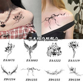 ins丝带蝴蝶结草本纹身贴纹身贴女防水持久锁骨腿部性感辣疤贴纸